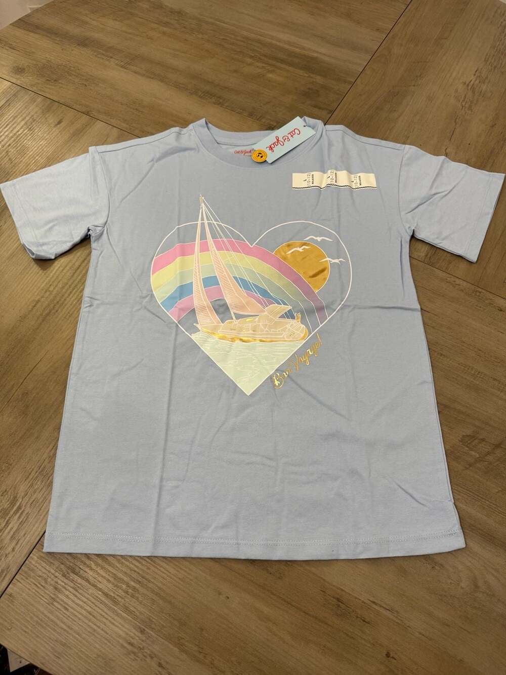 Cat & Jack Bon Voyage Graphic T-Shirt Size L (10/12) Blue
